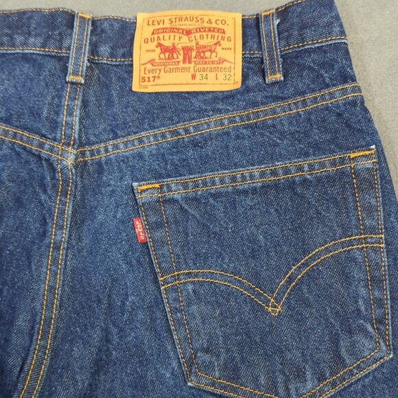 Levi's VTG Jeans Men's 34x32 Fits 32x32 Blue 517 Boot Cut Denim Made In USA - Picture 1 of 13